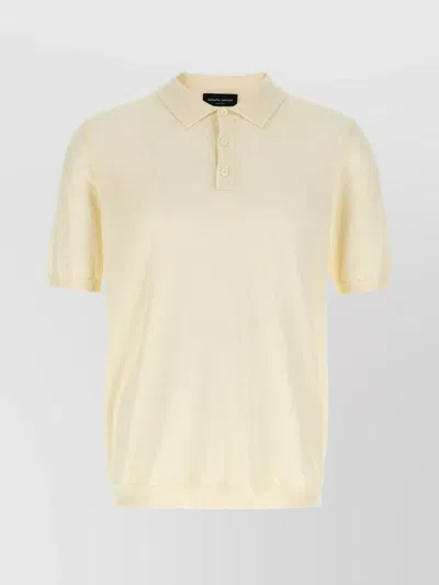 ROBERTO COLLINA RIBBED COLLAR COTTON POLO SHIRT