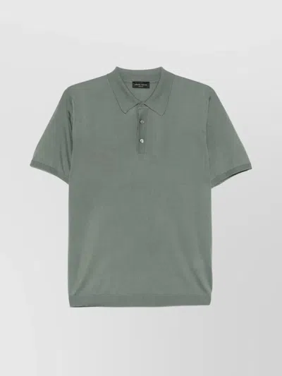 ROBERTO COLLINA RIBBED COLLAR POLO SHIRT WITH SHORT SLEEVES