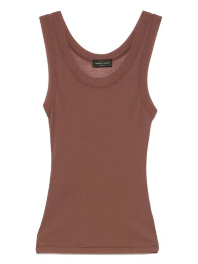 Roberto Collina Ribbed Cotton Blend Tank Top In Brown