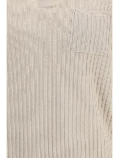 Roberto Collina Ribbed Cotton Polo Shirt In Neutral