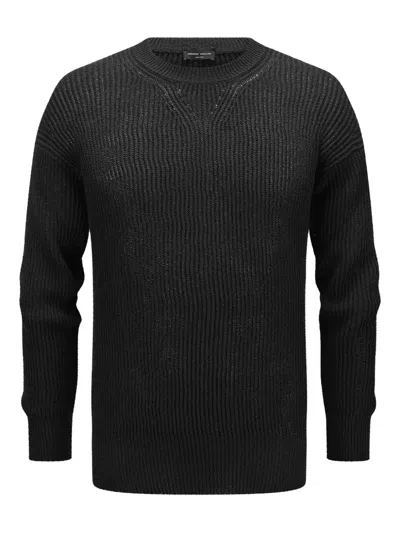 Roberto Collina Ribbed Crew-neck Sweater In Black