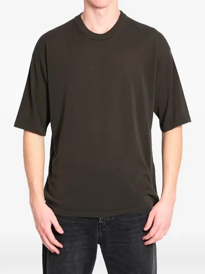 Roberto Collina Ribbed Crew Neck T-shirt In Brown