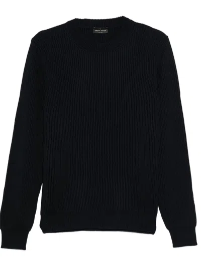 Roberto Collina Ribbed Crewneck Swetaer In Black