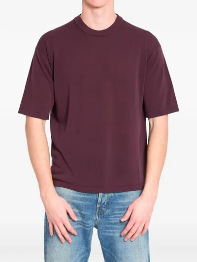 Roberto Collina Basic Crewneck T-shirt In Burgundy
