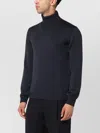 Roberto Collina Ribbed Cuffs Wool Turtleneck Sweater In Black