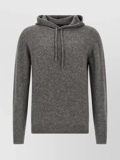 ROBERTO COLLINA RIBBED HEM AND CUFFS HOODED KNITWEAR