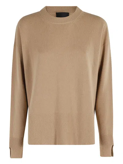 Roberto Collina Ribbed-hem Cashmere-silk Blend Sweater In Brown