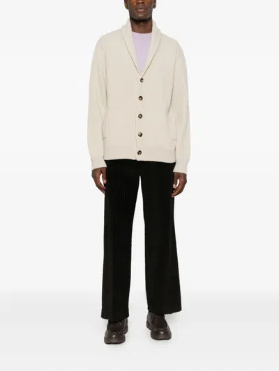 Roberto Collina Button-down Long-sleeved Knitted Casual Jacket In White