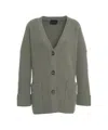 Roberto Collina Ribbed Knit Grey Cardigan With Relaxed Fit And V-neckline In Gray