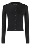 Roberto Collina Ribbed Knit Merino Wool Cardigan With Central Button Closure In Black