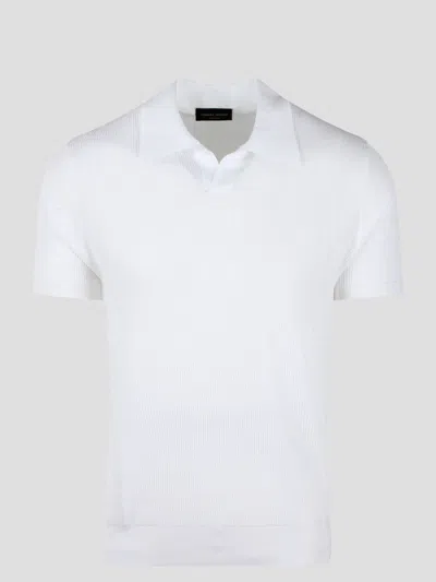 Roberto Collina Ribbed Knit Polo Shirt In White