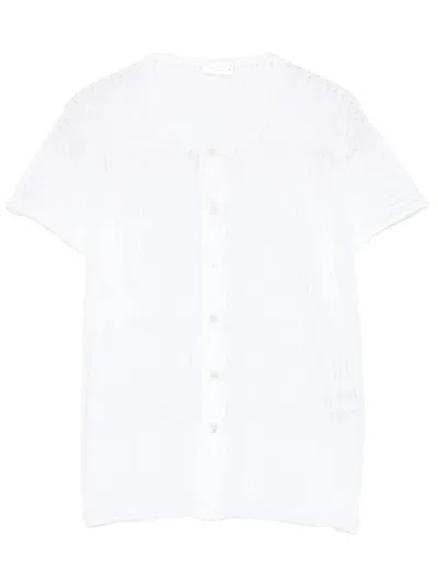Roberto Collina Ribbed Knit Short Sleeve Cardigan In White