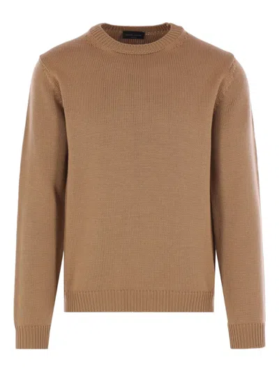 Roberto Collina Ribbed-knit Sweater In Brown