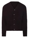 Roberto Collina Ribbed Knit V-neck Cardigan Clothing In Black