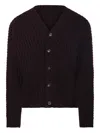 Roberto Collina Ribbed Knit V-neck Cardigan Clothing In Red