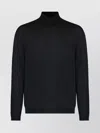 Roberto Collina High Collar Knit Sweater With Ribbed Cuffs In Blue