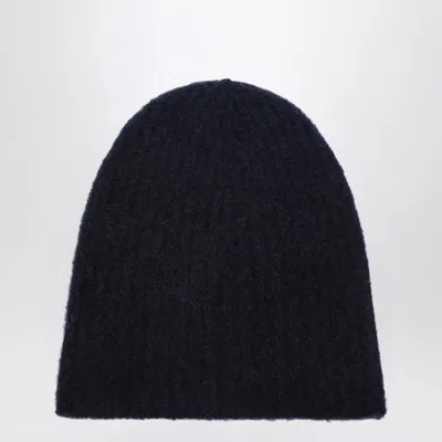 Roberto Collina Ribbed Navy Hat In Blue