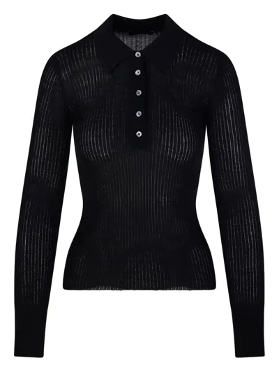 Roberto Collina Ribbed Polo-neck Sweater In Black
