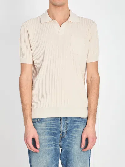 Roberto Collina Ribbed Polo Shirt In Neutral