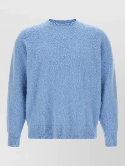 Roberto Collina Ribbed Relaxed-fit Crewneck Sweater In Blue