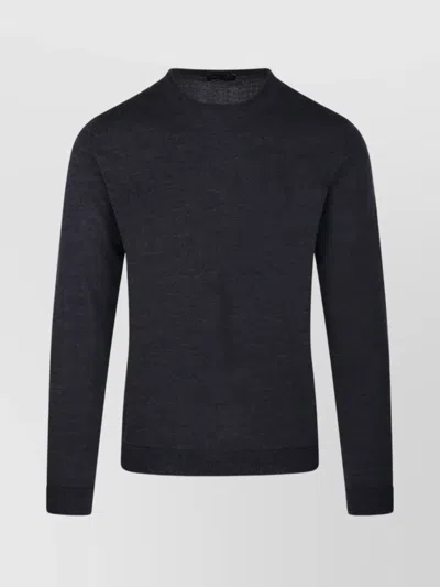 Roberto Collina Ribbed Round Neck Sweater With Long Sleeves In Blue