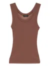 Roberto Collina Ribbed Cotton Blend Tank Top In Brown