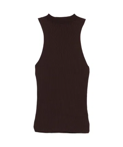 Roberto Collina Ribbed Tank Top In Cacao