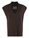 Roberto Collina V-neck Sleeveless Sweater In Brown