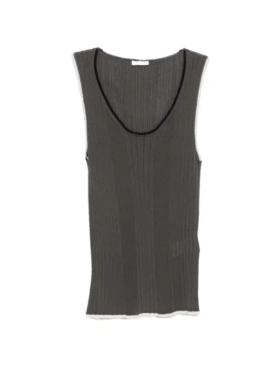 Roberto Collina Ribbed Top In Gray
