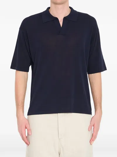 Roberto Collina Cotton Polo Shirt Regular Fit Short Sleeves In Blue