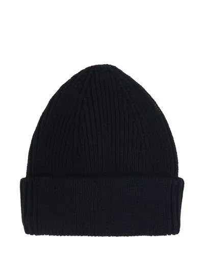 Roberto Collina Ribbed Wool Beanie Hat In Black