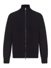 Roberto Collina Long-sleeved Zip-up Sweater In Black