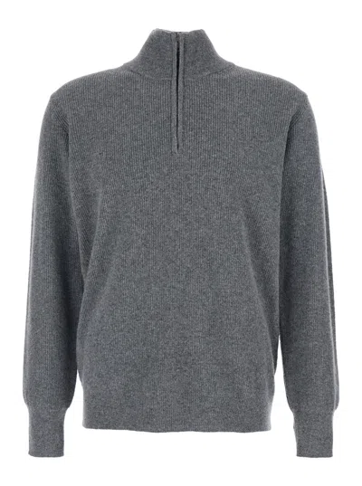 Roberto Collina Ribbed Wool Sweater In Gray