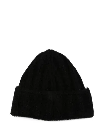 Roberto Collina Ribbed-knit Beanie Hat In Black