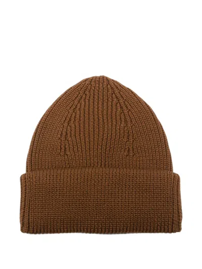 Roberto Collina Ribbed-knit Beanie Hat In Brown
