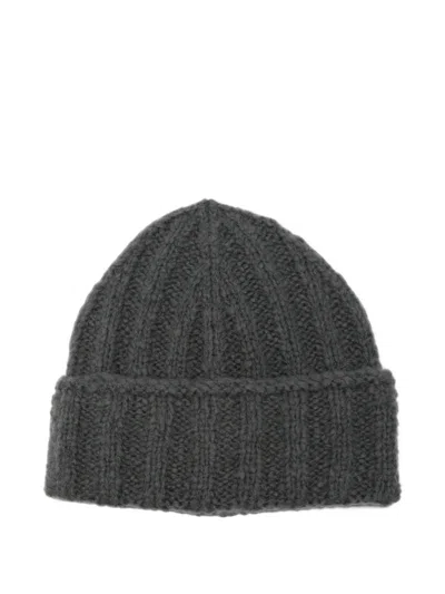 Roberto Collina Ribbed-knit Beanie Hat In Gray
