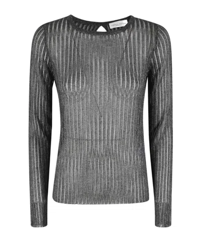 Roberto Collina Ribbed-knit Cut-out Sweater In Gray