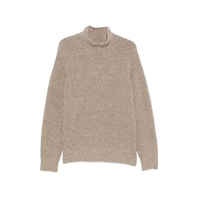 Roberto Collina Ribbed-knit High-neck Sweater In Brown