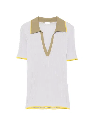 Roberto Collina Ribbed-knit Polo-collar T-shirt In White