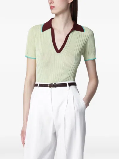 Roberto Collina Ribbed-knit Short-sleeve T-shirt In Green