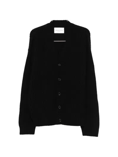 Roberto Collina Ribbed-knit V-neck Cardigan In Black
