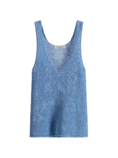 Roberto Collina Ribbed-knit V-neck Tank Top In Blue
