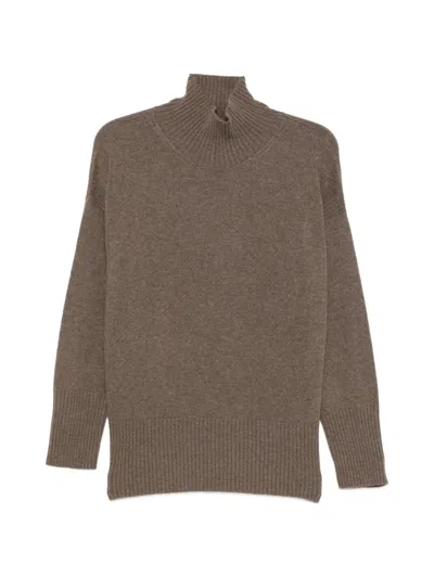 Roberto Collina Ribbed-trim High-neck Sweater In Brown