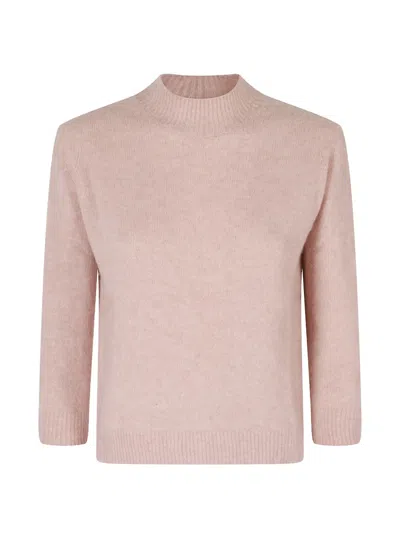 Roberto Collina Ribbed-trim Mock-neck Sweater In Pink