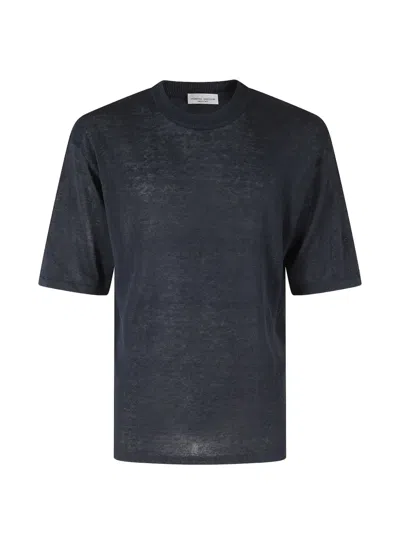 Roberto Collina Ribbed-trim Short-sleeve Sweater In Blue