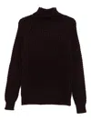 Roberto Collina Roll-neck Waffle-knit Sweater In Brown