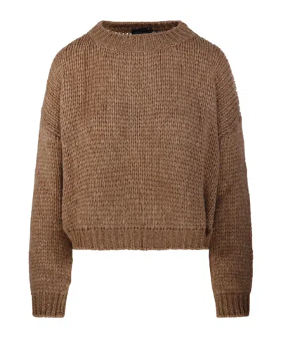 Roberto Collina Round-neck Knitted Sweater In Brown