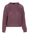 Roberto Collina Crew Neck Long Sleeves Textured Knit In Purple