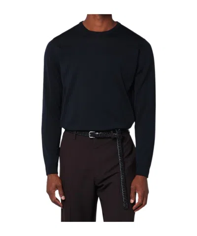 Roberto Collina Round-neck Long-sleeve Knitted Sweater In Blue
