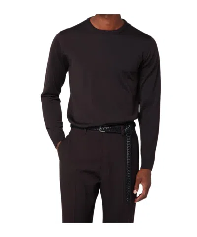Roberto Collina Round-neck Long-sleeve Knitted Sweater In Brown